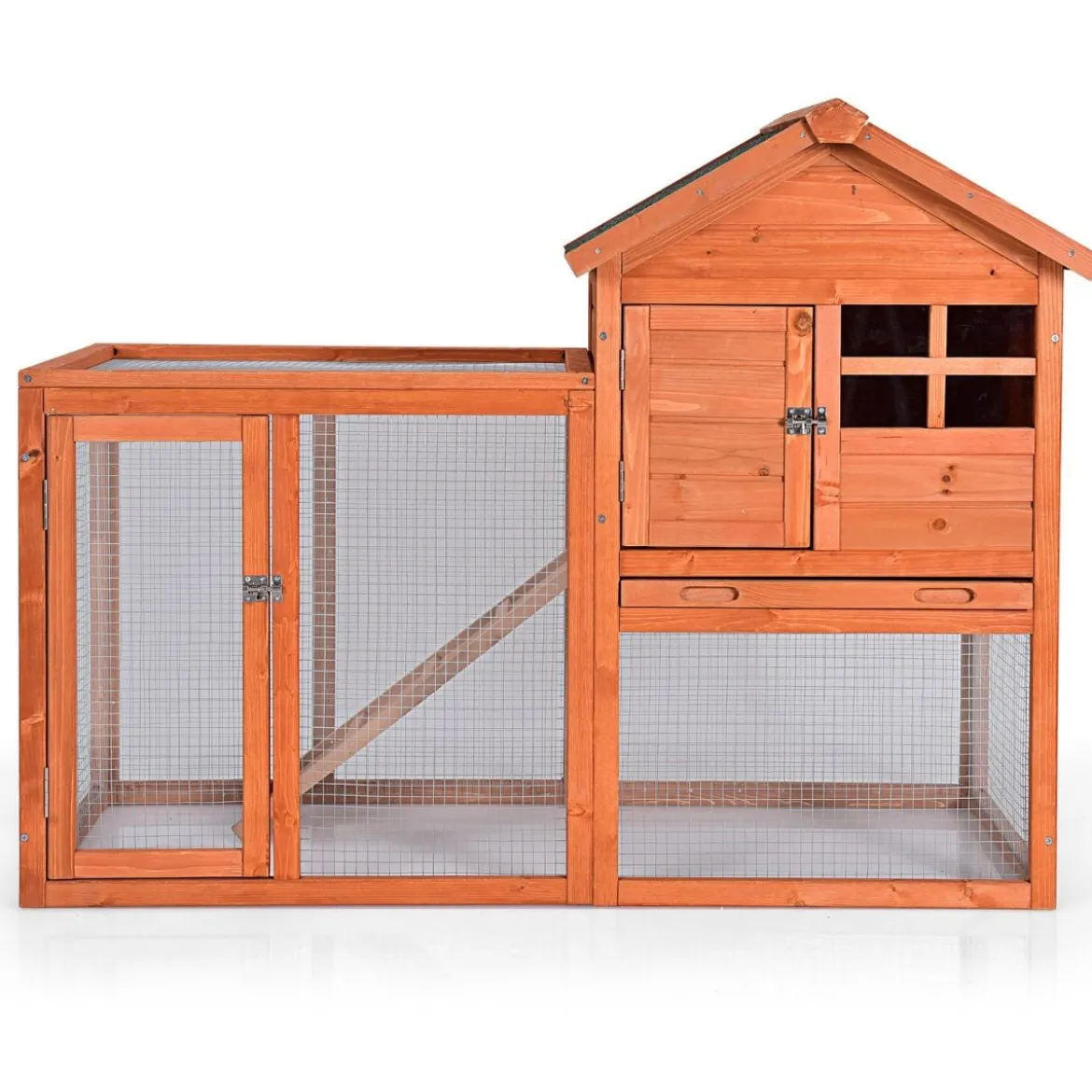 Hühnerstall Hühnerhaus wetterfest Kaninchenkäfig mit ausziehbarem Tablett Hühnervoliere für Kaninchen Holz