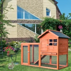 Hühnerstall Hühnerhaus wetterfest Kaninchenkäfig mit ausziehbarem Tablett Hühnervoliere für Kaninchen Holz