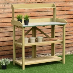 Hölzerne Outdoor-Pflanzbank Tisch aus Tannenholz Garten Arbeitstisch 100 x 49 x 121 cm Natur
