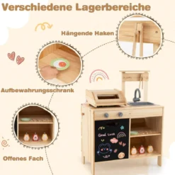 Hölzernes Grill-Spielset mit Spiel-Lebensmitteln & Grillwerkzeug & Zubehör Küchen Set