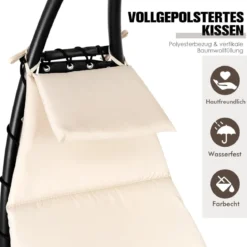 Hängematte Liegestuhl mit Sonnendach 184 cm x 147 cm x 187 cm Beige