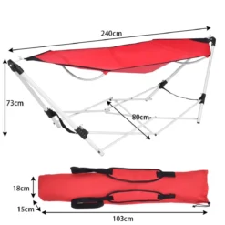 Hängematte mit klappbar Gestell Hängemattengestell 240 x 80 x 73 cm Rot