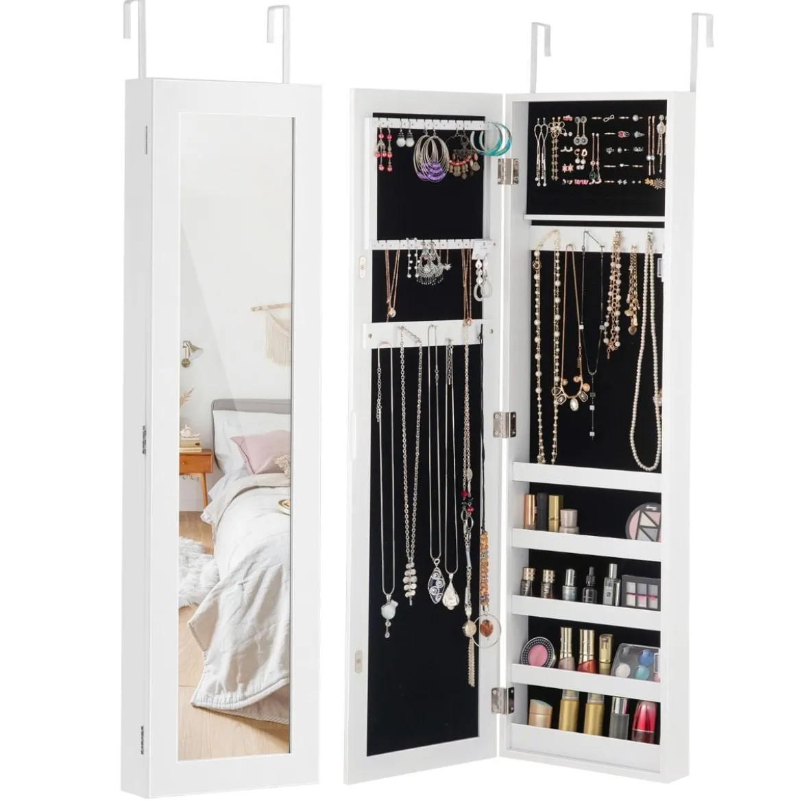 Hängender Schmuckschrank Holz Wandspiegel Schmuck Spiegelschrank Schmuck Organizer