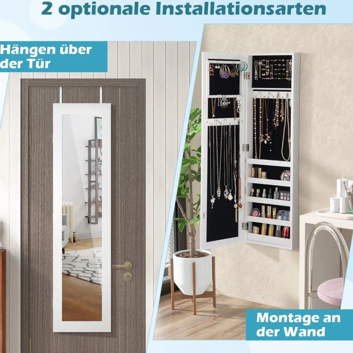 Hängender Schmuckschrank Holz Wandspiegel Schmuck Spiegelschrank Schmuck Organizer