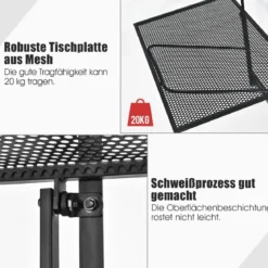 Hängendes Eisenregal mit 5-Stufig Verstellbarer Höhe 60,5 x 48 x 61,5-82,5 cm Schwarz