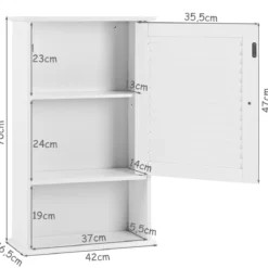 Hängeschrank Badezimmerschrank Hängend Wandschrank mit Verstellbarem Einlegeboden Weiß
