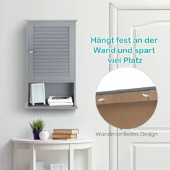 Hängeschrank Badezimmerschrank Wandschrank mit Verstellbarem Einlegeboden Grau