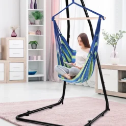 Hängesessel Ø50cm Hängeschaukel Hängestuhl mit 2 Kissen bis 120 kg Blau und Grün