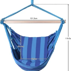 Hängesessel Ø50cm Hängeschaukel Hängestuhl mit 2 Kissen bis 120 kg Blau