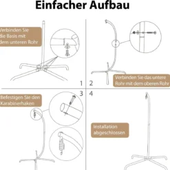 Hängesessel + Hängesesselgestell Set PE-Rattan Hängekorb Sessel Metall Gestell