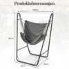 Hängesessel mit u-förmiger Gestell Hängeschaukel aus Baumwolle-Polyester mit Seitentasche Grau