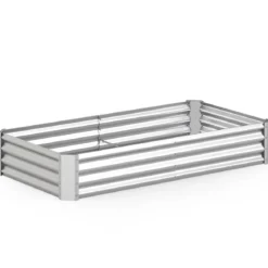 Hochbeet Metall Rechteckiger Pflanzkasten aus Verzinktem Blech mit Offenem Boden 179,5 x 92 x 29,5 cm
