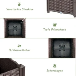 Hochbeet mit Spalier Pflanzgefäß für Kletterpflanzen 40 x 40 x135 cm Braun