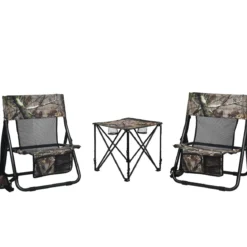 Hoch Belastbarer Tragbarer & Stahlrahmen für Draußen Campingtisch mit 2 Getränkehalter 47x47x45cm Tarnmuster