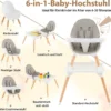 Hochstuhl für Babys & Kleinkinder 6-in-1 Convertible Tisch Stuhl Set mit Bausteintisch Grau