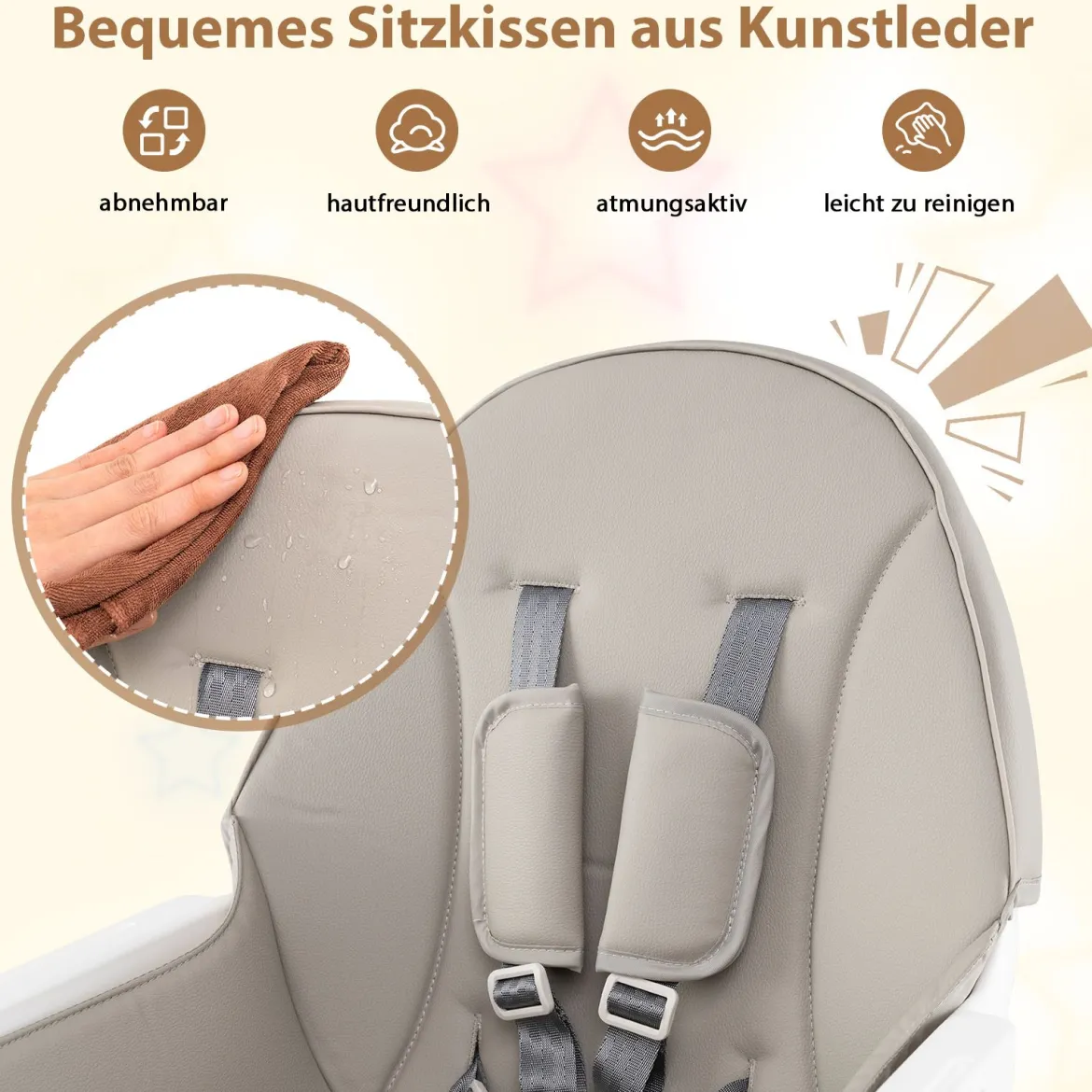 Hochstuhl für Babys & Kleinkinder 6-in-1 Convertible Tisch Stuhl Set mit Bausteintisch Grau