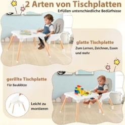 Hochstuhl für Babys & Kleinkinder 6-in-1 Convertible Tisch Stuhl Set mit Bausteintisch Grau