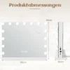 Hollywood Spiegel mit Beleuchtung USB-Ladeanschluss & Bluetooth-Lautsprecher Kosmetikspiegel für Schlafzimmer 58 x 46 cm Weiß