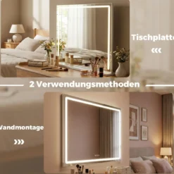 Hollywood Spiegel mit Lichtern & Einstellbarer Helligkeit & Touch-Steuerung Beleuchteter Schminkspiegel