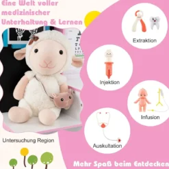 Holz Arztdienst-Spielset mit Untersuchungsbereich & EKG-Monitor & Röntgenfilm Medizinisches Zentrum Rosa