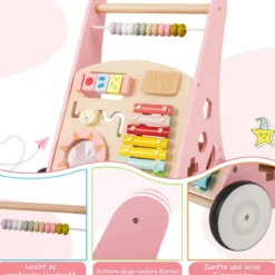 Holz Baby Lauflernhilfe mit glatten Griffe & Integrierten Spielaktivitäten Lauflernwagen