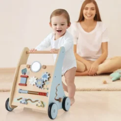 Holz Baby Lauflernhilfe mit Multi Aktivitätslernzentrum Montessori Schiebelauflernhilfe