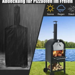 Holzbefeuerter Pizzaofen freistehender Gartengrill mit 2 Rädern robuster Pizzagrill für den Außenbereich