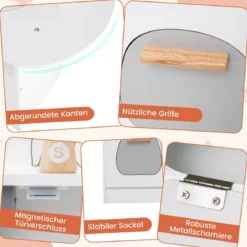 Holz Eck Spielküche mit Sound & Licht & Kaffeemaschine & Rutsche Kleinkind Küchen Spielset