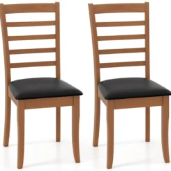 Holz-Esszimmerstuhl-Set aus 2 modern gepolsterter Küchenstuhl mit Gummibaumholz-Beinen Schwarz