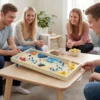 Holz Flipper Mit Rotierender Leiste 3 Kugeln Geschicklichkeitsspiel für Kinder ab 6 Jahren Bunt