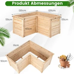 Holz Hochbeet L-förmige Pflanzkasten Pflanzenbeet Kräuterbeet Pflanzkasten für Balkon
