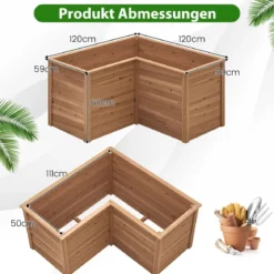 Holz Hochbeet L-förmige Pflanzkasten Pflanzenbeet Kräuterbeet Pflanzkasten für Balkon