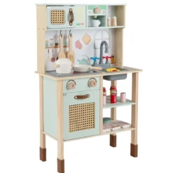 Holzküche für Kinder Spielküche aus Holz mit Licht & Sound Kinderküche mit Zubehör Grün