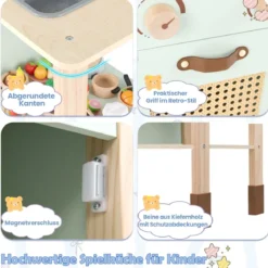 Holzküche für Kinder Spielküche aus Holz mit Licht & Sound Kinderküche mit Zubehör Grün