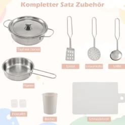Holz Kinderküche mit Licht & Sound Eck Spielküche mit Tafel & Mikrowell & Spüle Holzküche Weiß