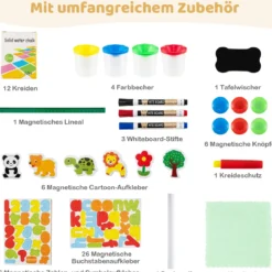 Holz-Kunststaffelei für Kinder 3-in-1 klappbare doppelseitige magnetische Staffelei mit Whiteboard Tafel Natur