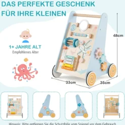 Holz Lauflernwagen zum Schieben & Ziehen Montessori Baby Lauflernhilfe mit Rädern