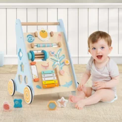 Holz Lauflernwagen zum Schieben & Ziehen Montessori Baby Lauflernhilfe mit Rädern