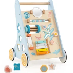 Holz Lauflernwagen zum Schieben & Ziehen Montessori Baby Lauflernhilfe mit Rädern