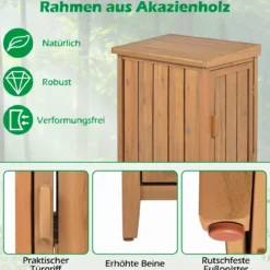 Holz Paket-Lieferbox mit Gasdruck-Deckel & Seitentür & Herausnehmbarem Einlegeboden Paketkasten