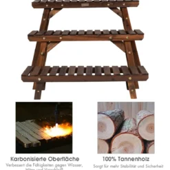 Holz-Pflanzenständer 3-stufiges Eck-Pflanzenregal 3tlg. Blumenständer Braun