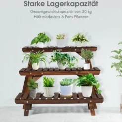 Holz-Pflanzenständer 3-stufiges Eck-Pflanzenregal 3tlg. Blumenständer Braun