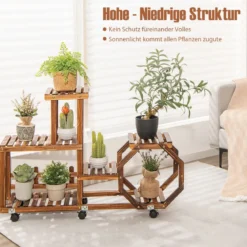 Holzregal zum Ausstellen Bewegliches Blumenregal 87,5 x 29 x 102,5 cm Natur