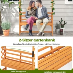 Holz Rosenbogen mit Bank & Rankhilfe Gartenbogen Torbogen für Kletterpflanzen