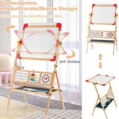 Holzstaffelei Drehbare stehende Kinderstaffelei 62 x 45 x 118 cm
