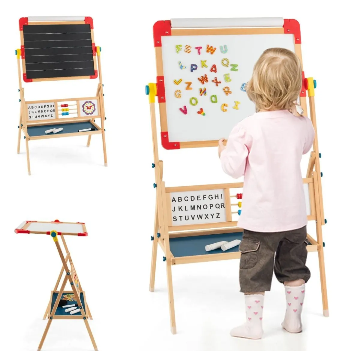 Holzstaffelei Drehbare stehende Kinderstaffelei 62 x 45 x 118 cm