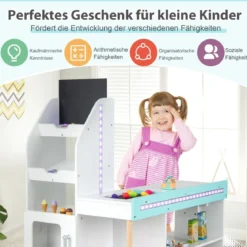 Holz-Supermarkt Spielset mit Kasse & Einkaufswagen & Tafel Spiel Lebensmittelgeschäft