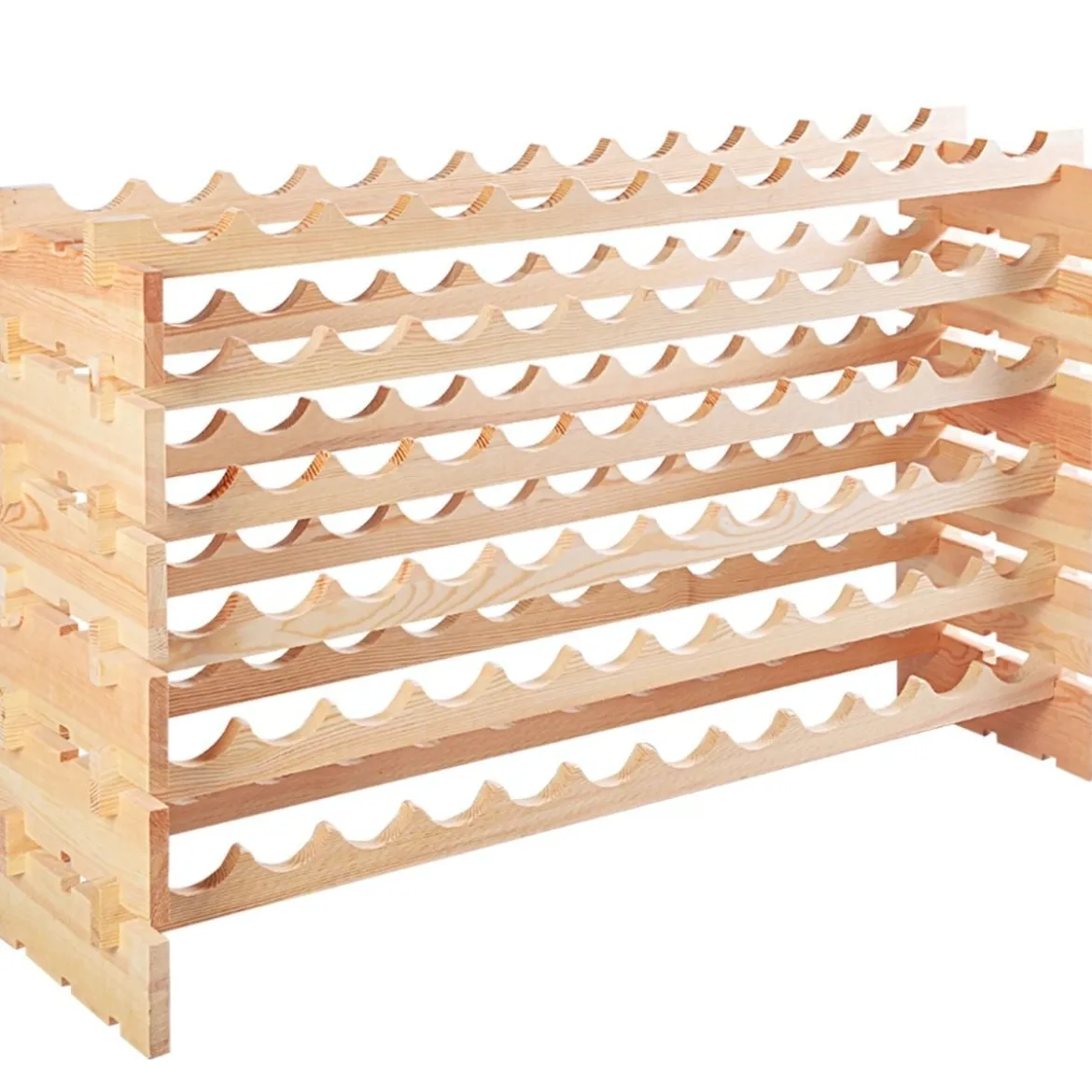 Holz Weinregal für 72 Flaschen Stapelbares Weinständer Flaschenregal Holzregal Weinschrank
