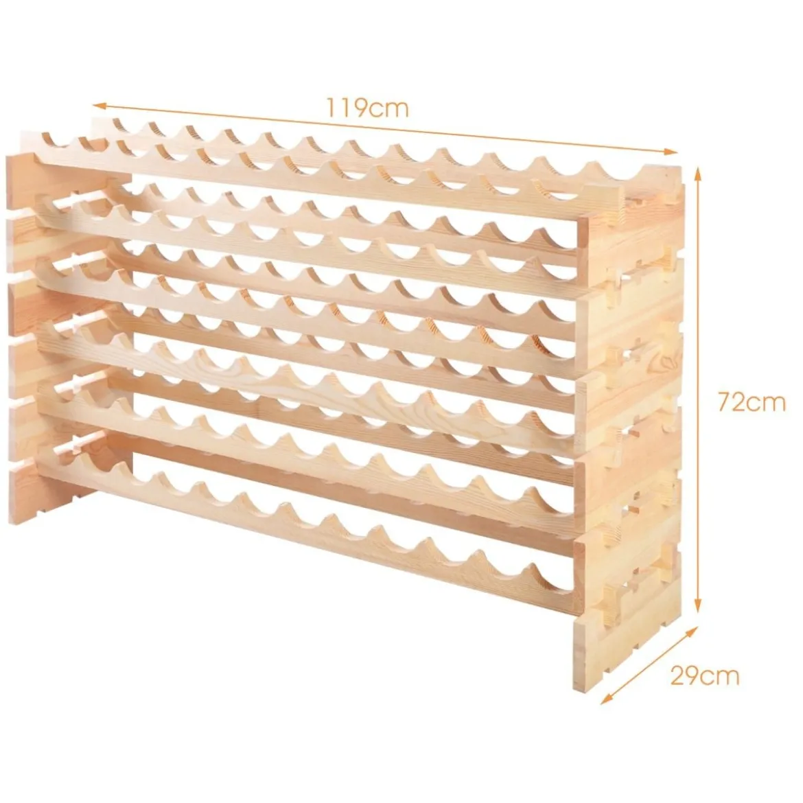 Holz Weinregal für 72 Flaschen Stapelbares Weinständer Flaschenregal Holzregal Weinschrank