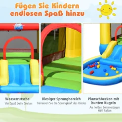 Hüpfburg aufblasbarer Springburg Wasserpark mit Rutsche 365 x 200 x 190 cm